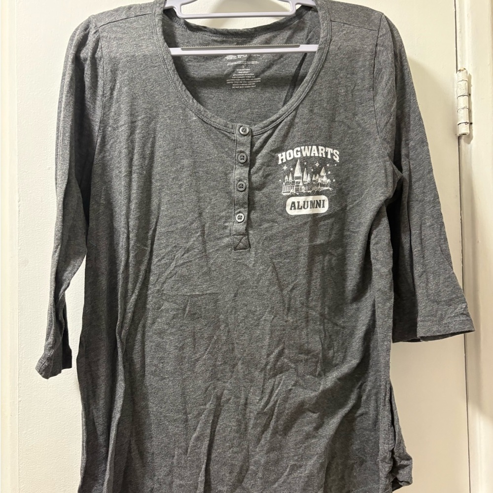 Gray Hogwarts Alumni Henley Shirt